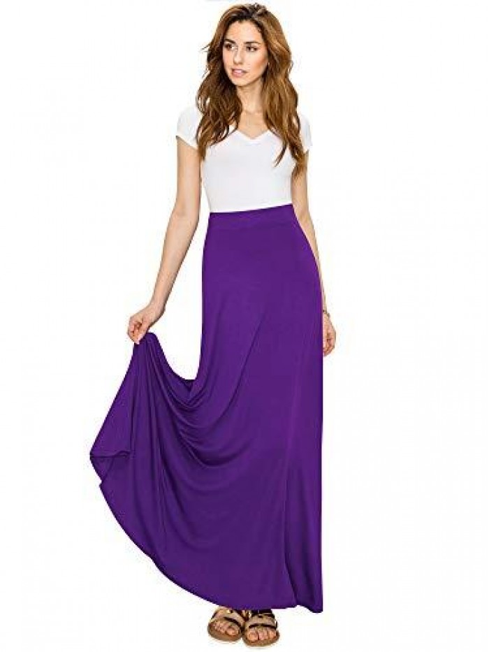 and Love Women's Styleish Print/Solid High Waist Flare Long Maxi Skirt 