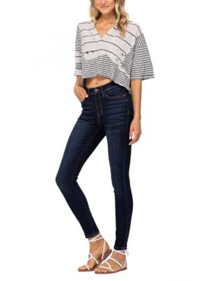 Blue High Waist Non Distressed Skinny Jeans 