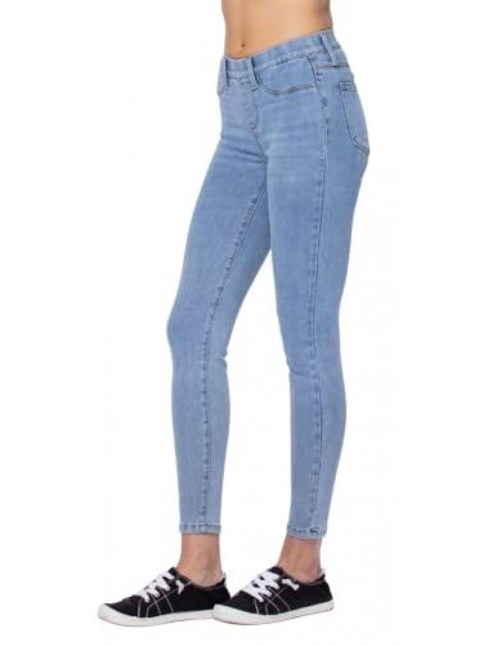 Blue Mid-Rise Pull-On Skinny Jeggings 