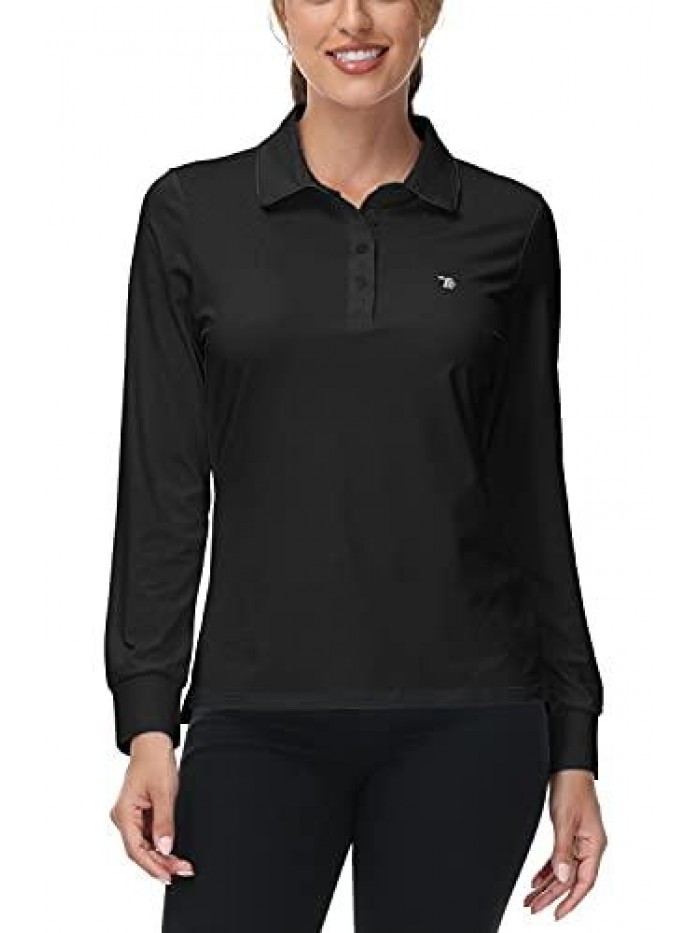 Women's Long Sleeve Polo Golf Shirts Casual Sports T-Shirts 