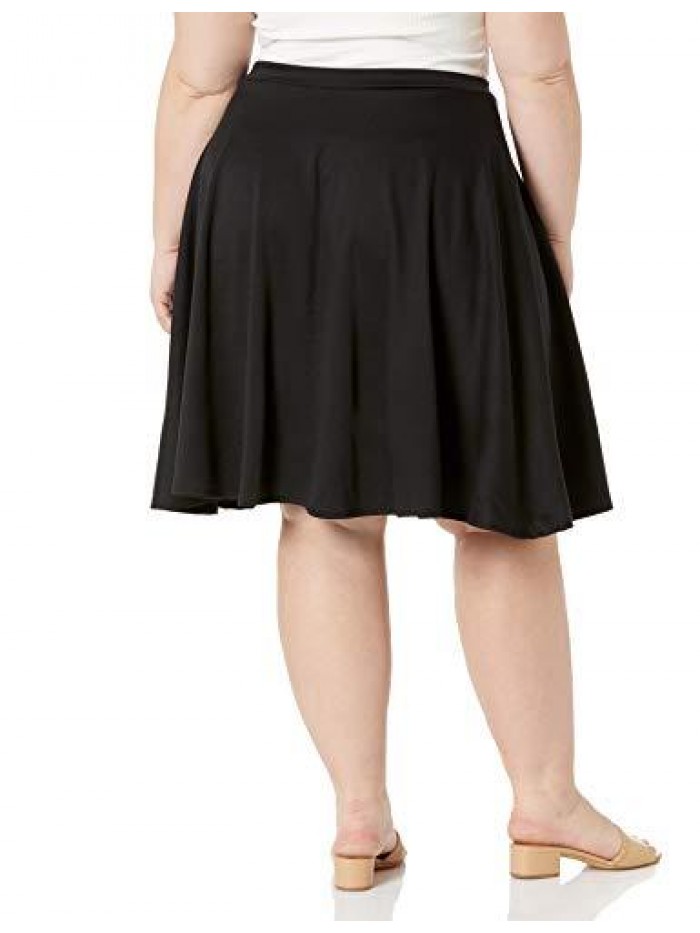 Vixen Women's Plus-Size Knee Length Full Skater Skirt 