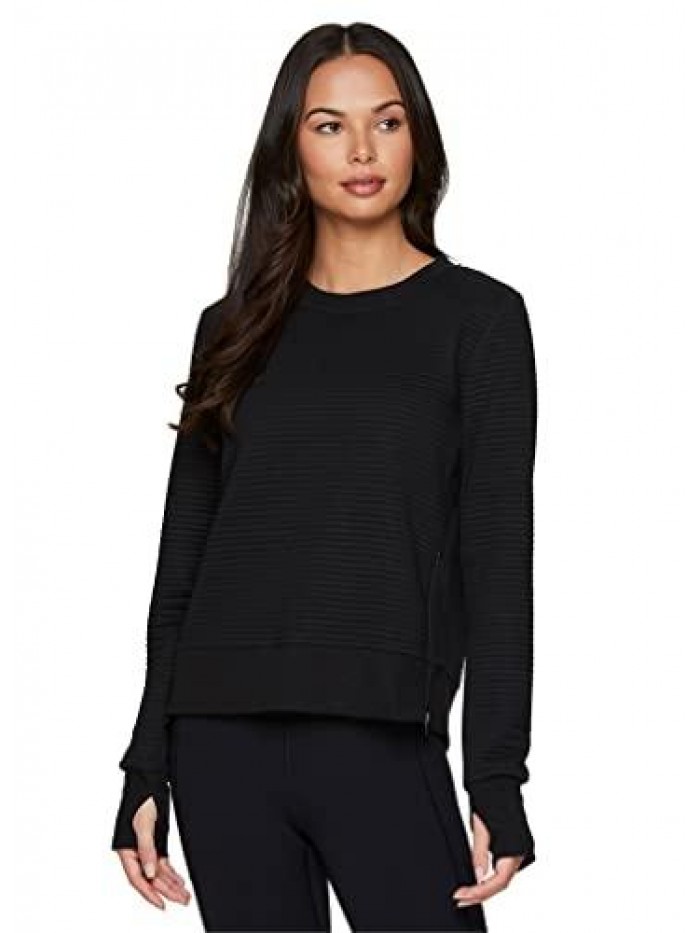 Active Women's Fashion Lightweight Ribbed Pullover Sweater With Side Zippers 