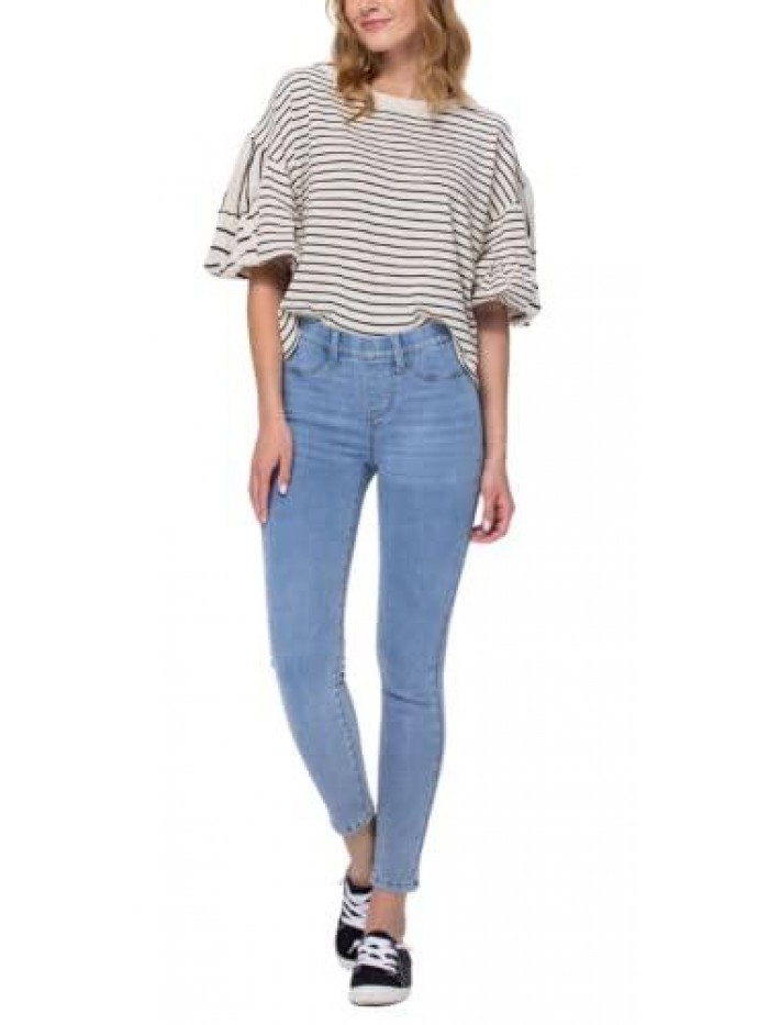 Blue Mid-Rise Pull-On Skinny Jeggings 