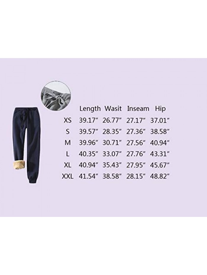 Women's Warm Sherpa Lined Athletic Sweatpants Jogger Fleece Pants 