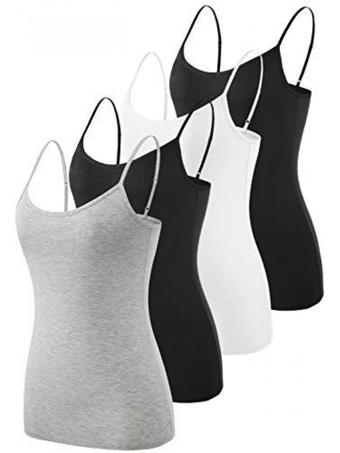 Women's Basic Solid Camisole Adjustable Spaghetti Strap Tank Top 