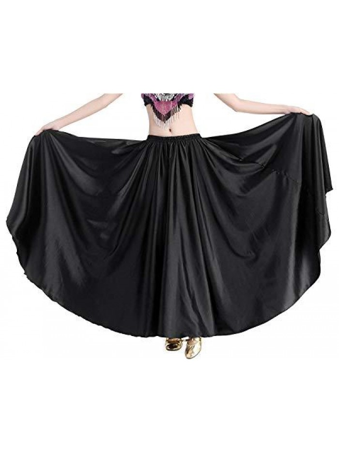 Trendy Women's Satin Full Circle Swing Halloween Belly Dance Tribal Skirt 