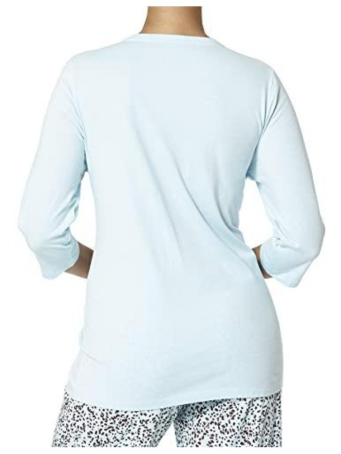 Women's 3/4 Sleeve V-Neck Sleep Tee 