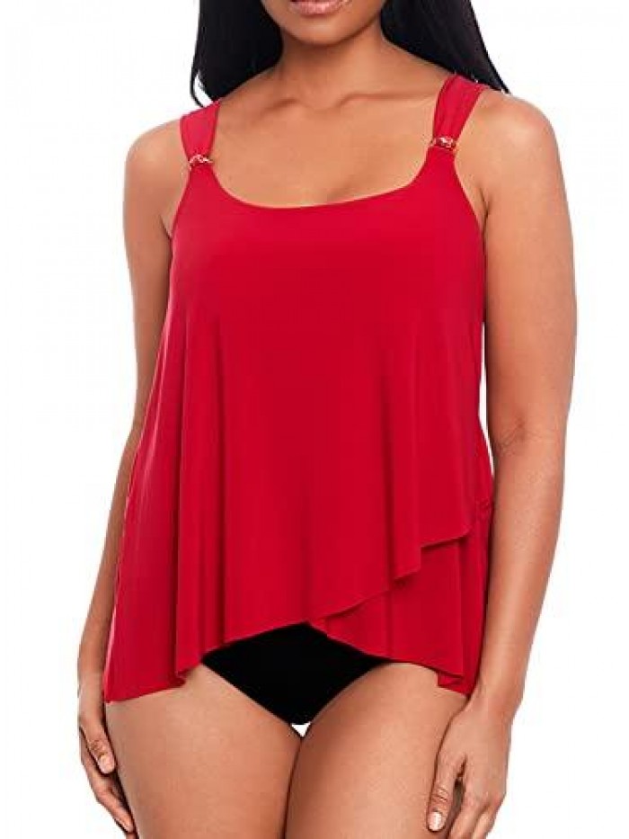 Women's Swimwear Dazzle Scoop Neck Underwire Bra Tankini Bathing Suit Top 