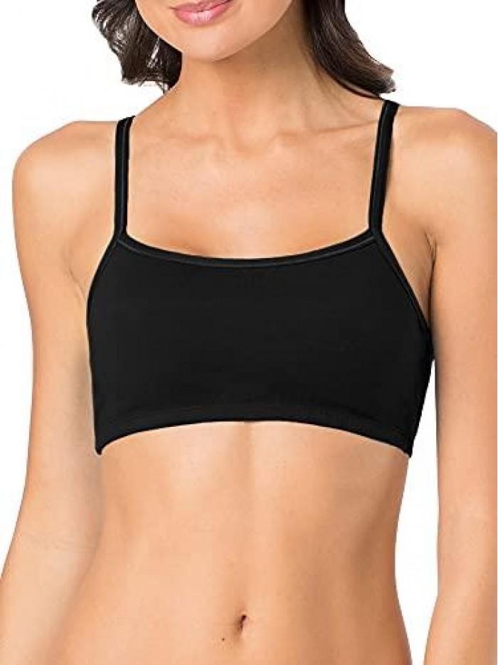 of the Loom Women's Spaghetti Strap Cotton Pullover Sports Bra 