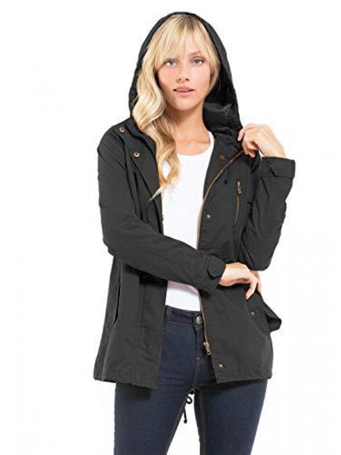 by Olivia Women's Military Anorak Safari Hoodie Jacket 