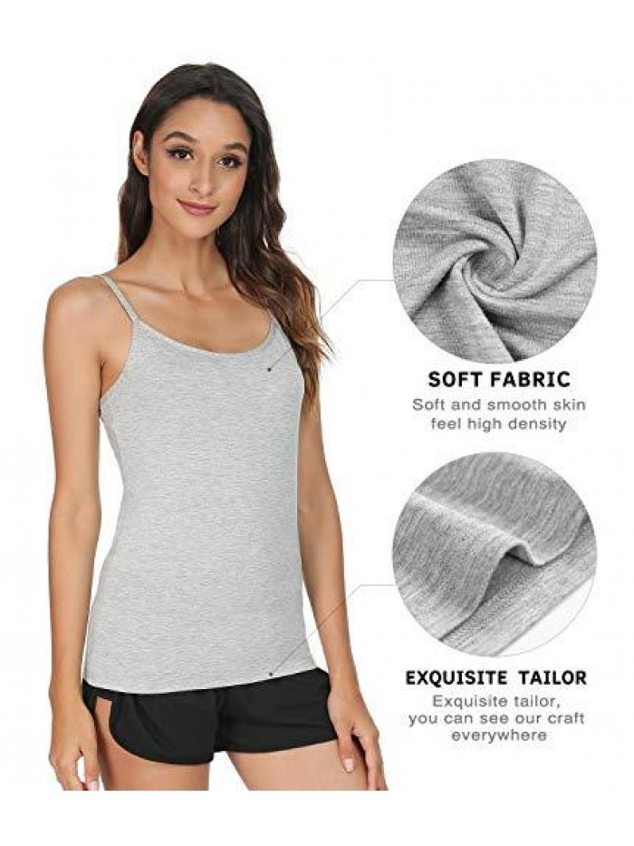 Women's Basic Solid Camisole Adjustable Spaghetti Strap Tank Top 