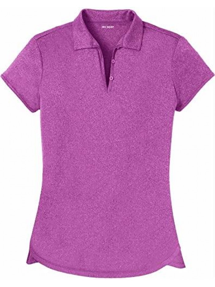 Ladies Moisture Wicking Heather Golf Polos in XS-4XL 