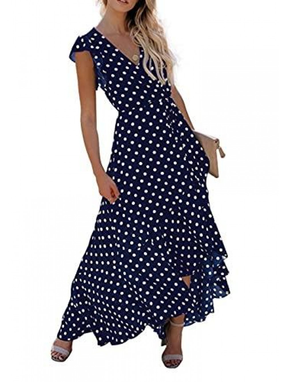 GRECERELLE Women's Summer Floral Print Cross V Neck Dress Bohemian ...