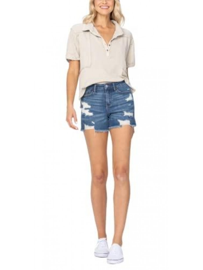 Blue Mid Rise Destroyed Cut-Off Shorts 