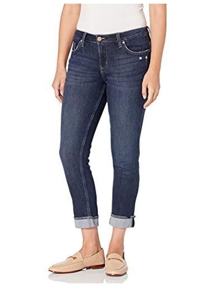 by Lee Indigo Women's Fringe Cuff Boyfriend Jean 