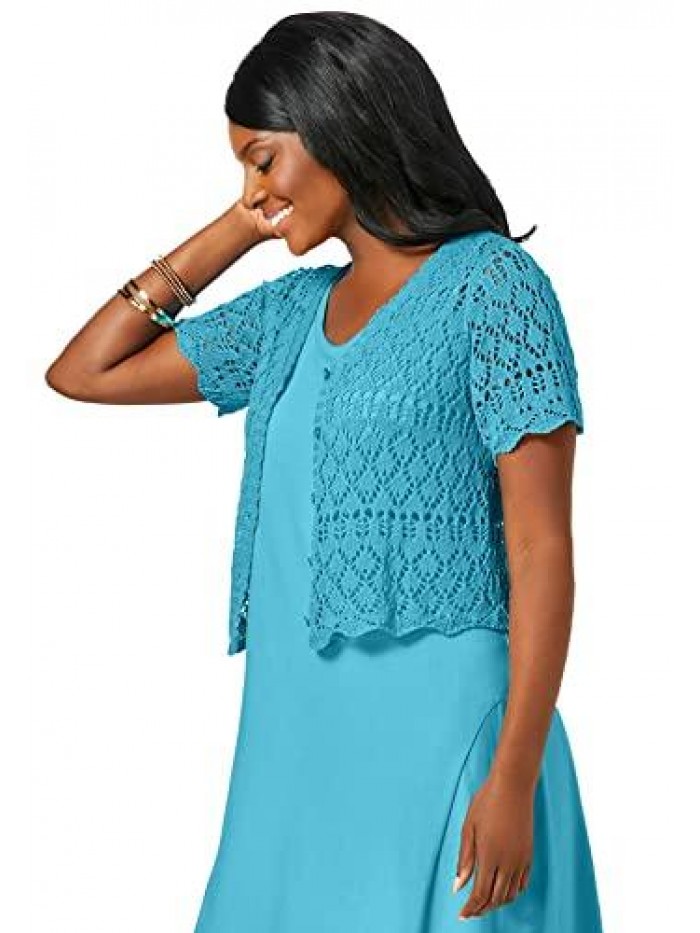 London Women's Plus Size Crochet Shrug 