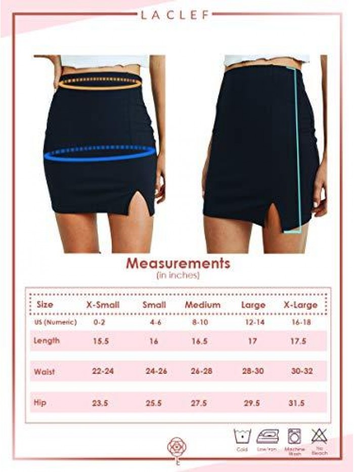 Mini Skirt with Stretch Form Fitting Split Skirts 