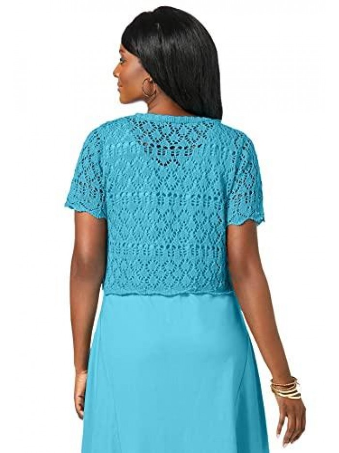 London Women's Plus Size Crochet Shrug 