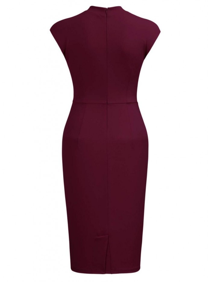 Women's Business Slim Style Ruffle Work Pencil Dress 