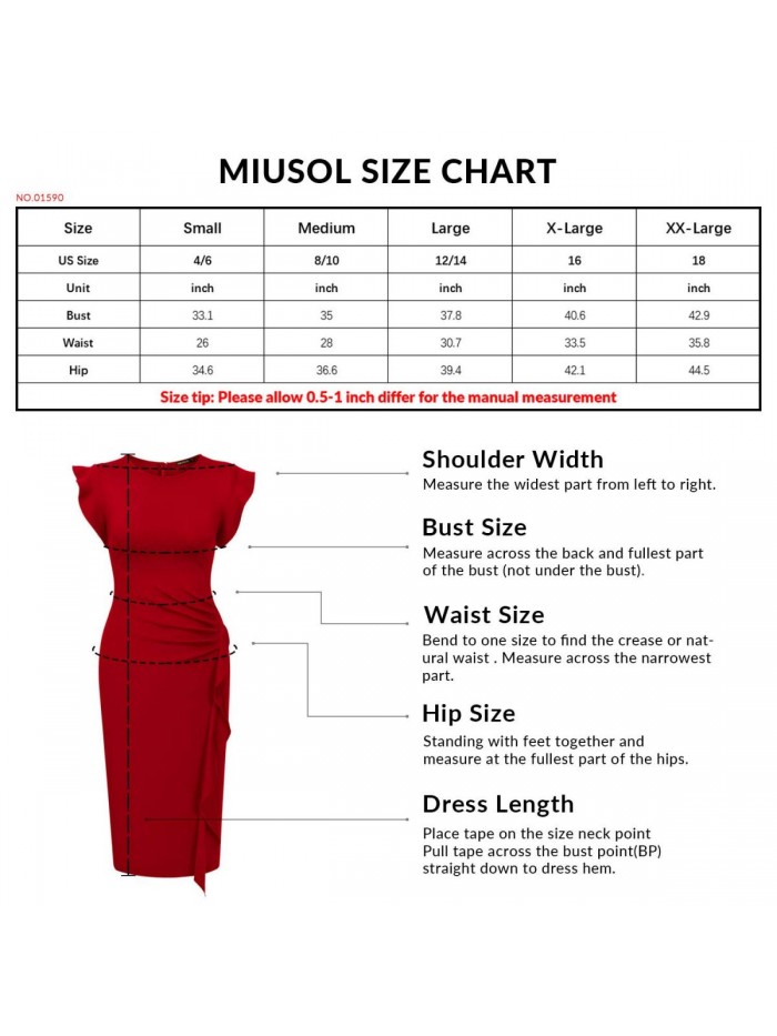 Women's Business Retro Ruffles Slim Cocktail Pencil Dress 