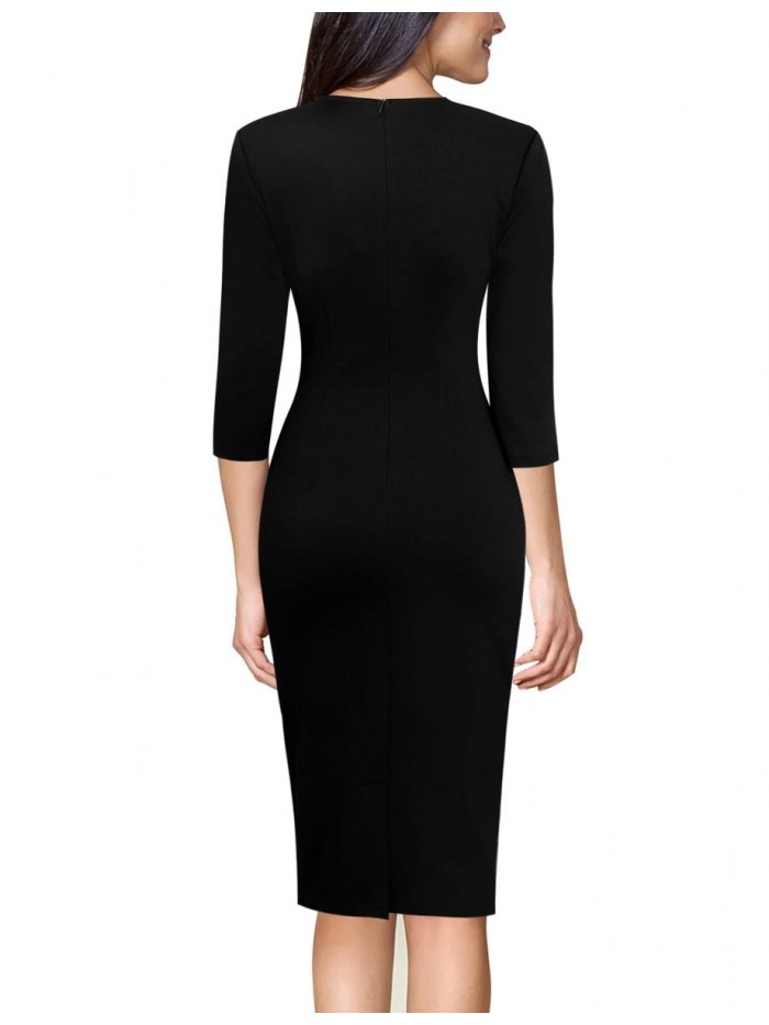 Womens Square Neck Work Business Cocktail Party Bodycon Sheath Dress 