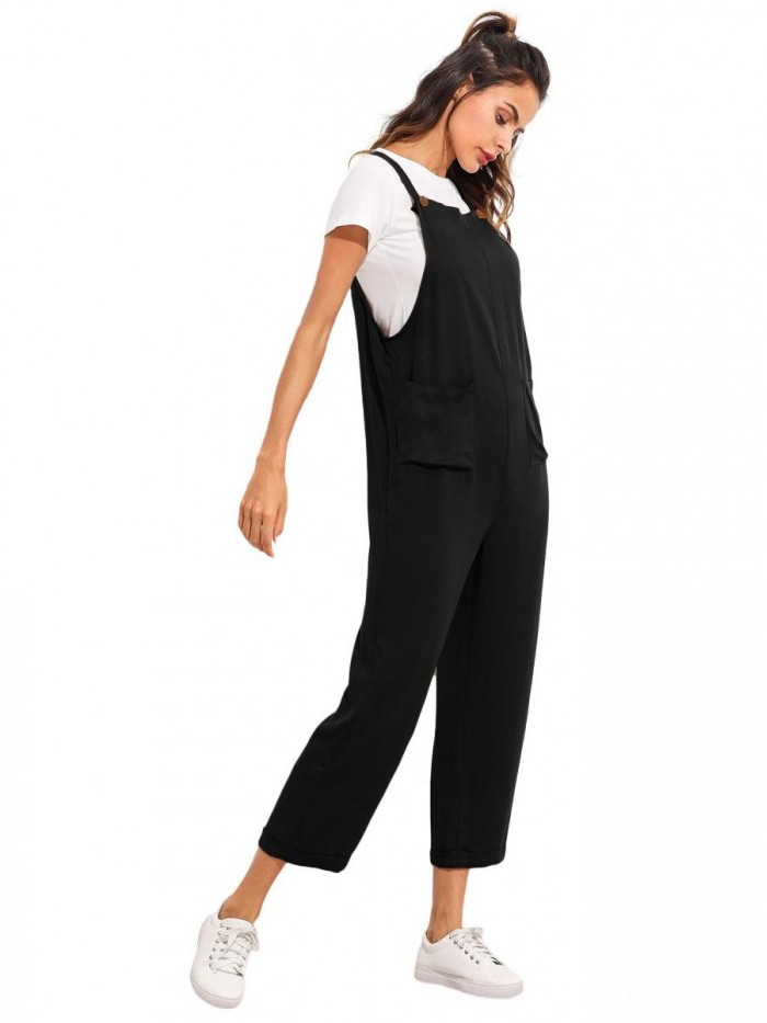 Women's Adjustable Straps Jumpsuit Overalls with Pockets 