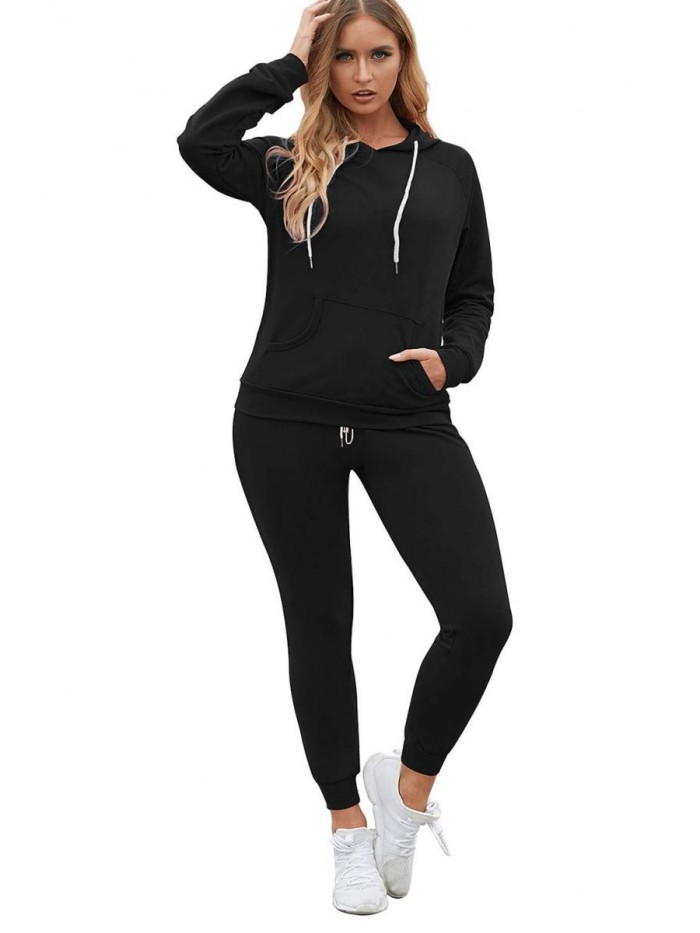 Fixmatti Women Pullover Hoodie Pockets Sweatpants Sport Jogger Sweatsuit