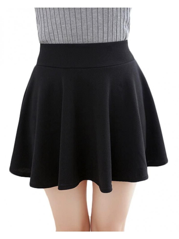 CoCo Women's Basic Versatile Stretchy Flared Casual Mini Skater Skirt 