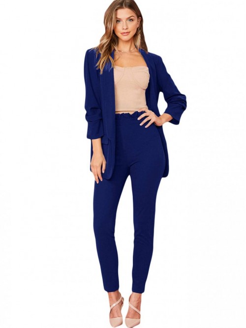 Women's Two Piece Open Front Long Sleeve Blazer an...