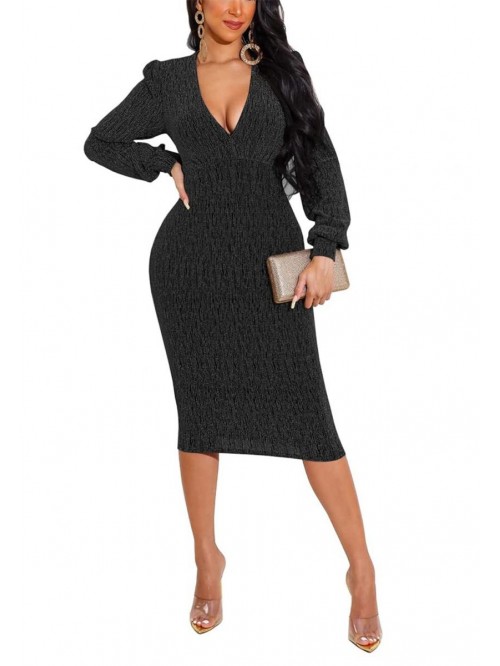 Sexy Dresses Sparkly Basic Long Sleeve Bodycon Seq...