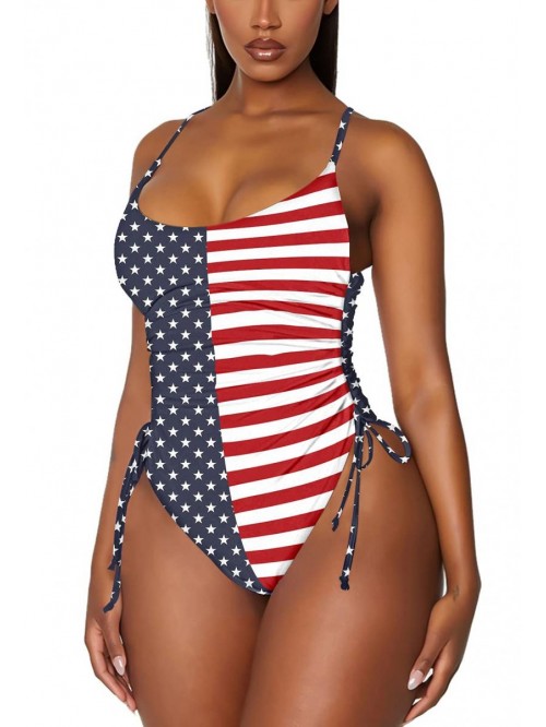 Women's Ruched High Cut One Piece Swimsuit Tummy C...