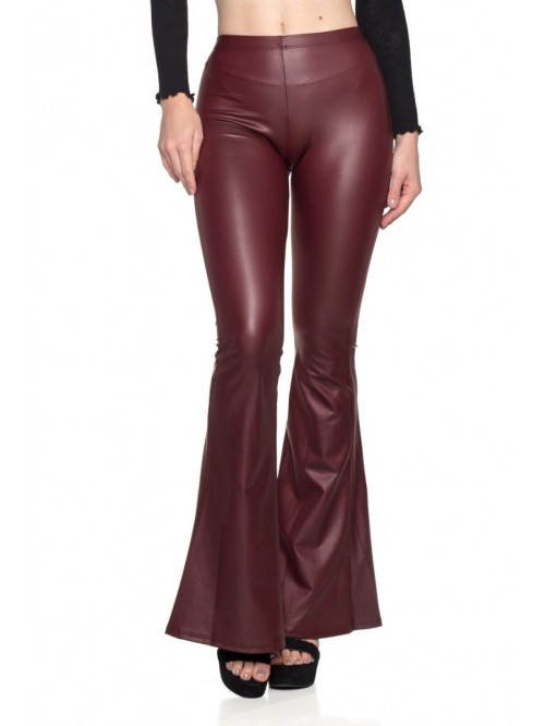 J2 Love Faux Leather Bell Botom Flare Pants 