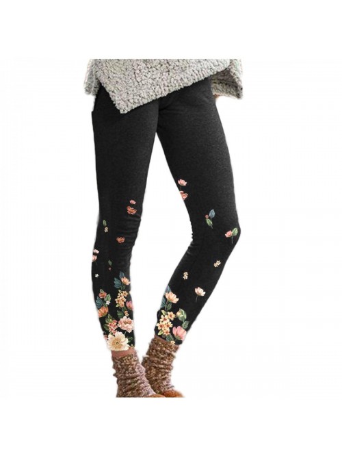 Floral Printing Leggings Ankle Length High Waisted...