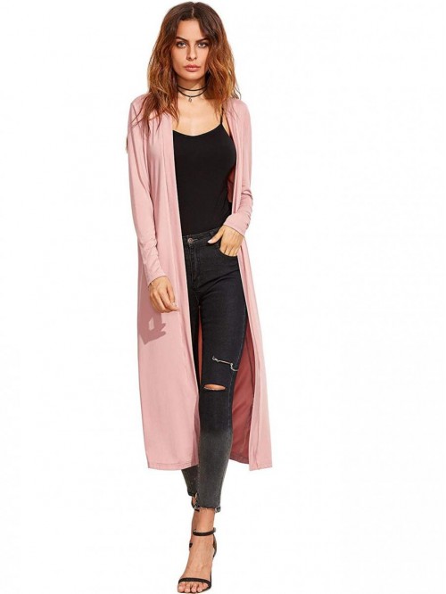 Women's Long Sleeve Open Front Long Maxi Cardigan ...