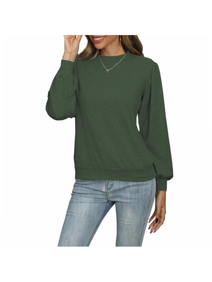 Women Comfy T Shirt Puff Long Sleeve Casual Pullover Tunic Tops 