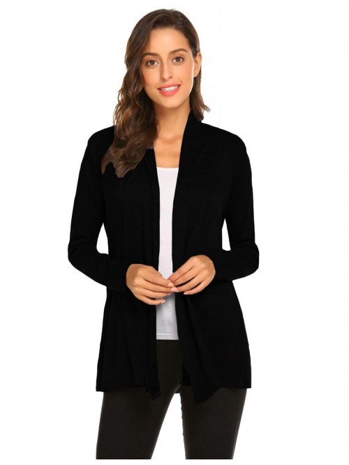 Casual Lightweight Long Sleeve Cardigan Soft Drape...