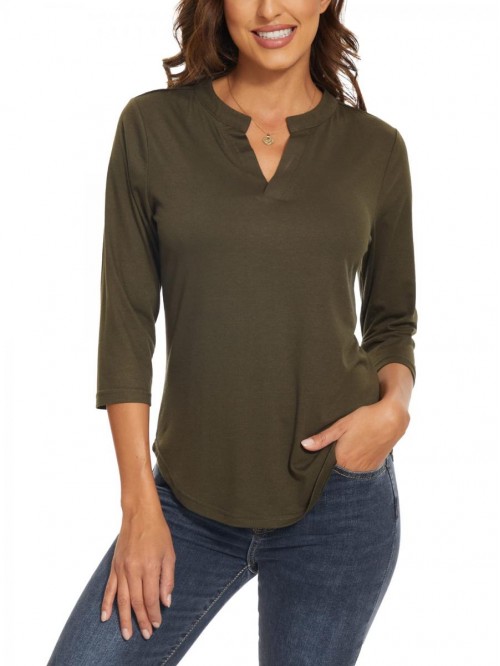 Tops 3/4 Sleeve V Neck Shirt Casual Tunic T-Shirts...