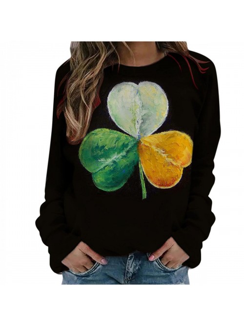 St Patrick's Day Shirts for Women Crewneck Long Sl...