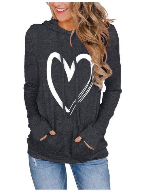 Hoodies Pullover Cute Heart Sweatshirts Long Sleev...