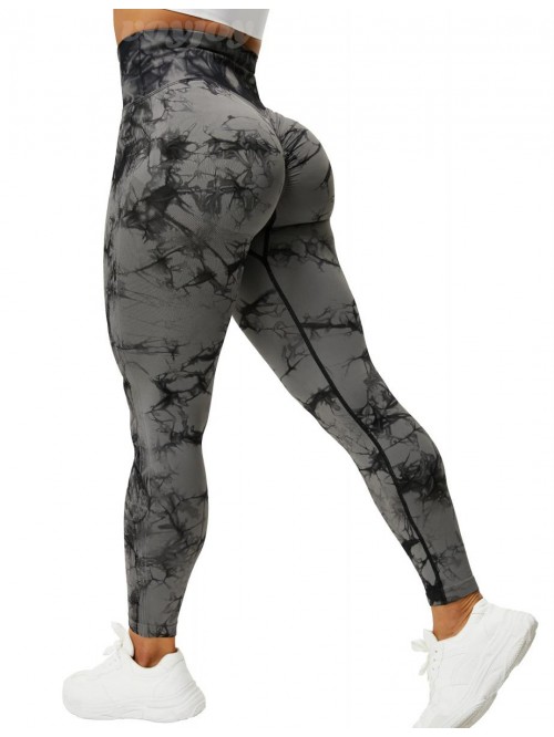 Tie Dye Seamless Leggings for Women High Waist Yog...