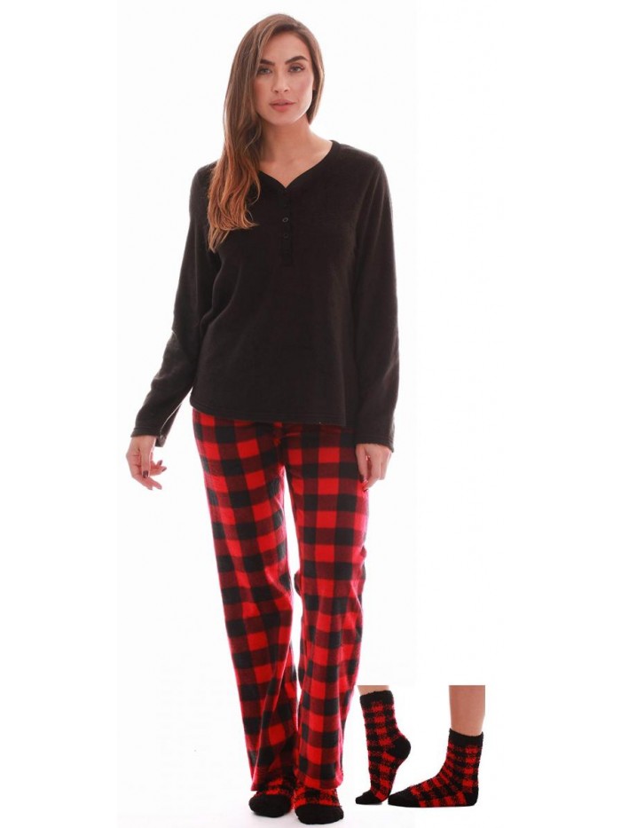 Love Women’s Ultra-Soft Pajama Pant Set with Matching Fuzzy Socks 