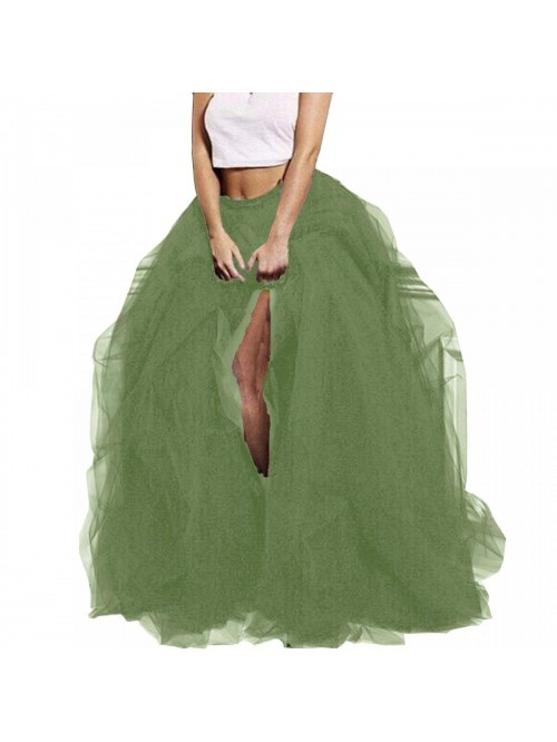 Women Maxi Tulle Floor Length Layered High Waist S...