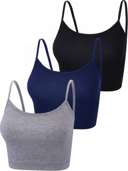 3 Pieces Spaghetti Strap Tank Camisole Top Crop Ta...