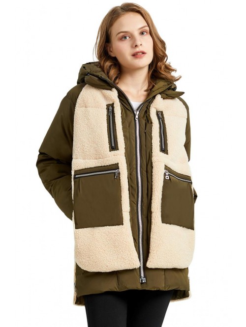 Women’s Fleece Down Coat Thickened Winter Puffer...