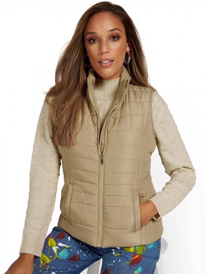 York & Co. Women's Seamed Puffer Vest 