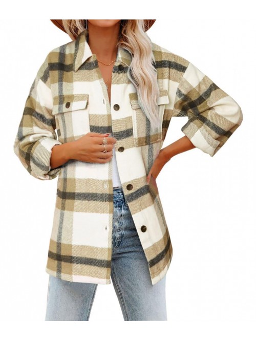 Women's Long Sleeve Button Down Plaid Flannel Shir...