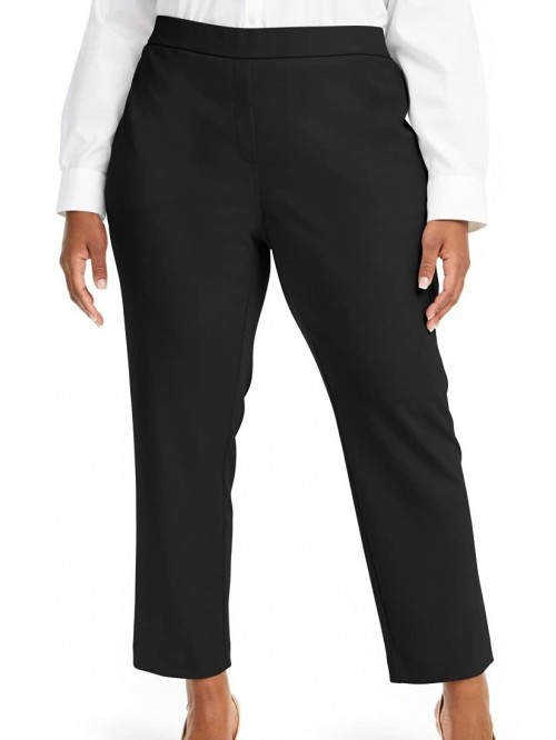 Womens Plus Pull On Professional Dress Pants Black...