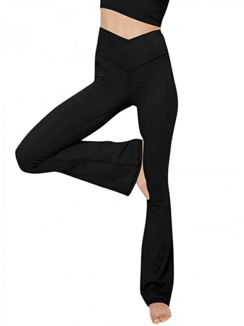 Womens Crossover Flare Leggings High Waisted Casua...