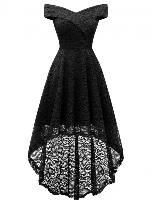 Women's Elegant Lace Floral Dress for Wedding Gues...