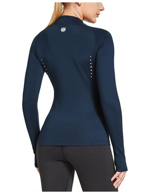 Thermal Fleece Lined Mock Neck Baselayer Tops Wint...